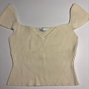 Cream Ribbed Knit Top - uncle studios